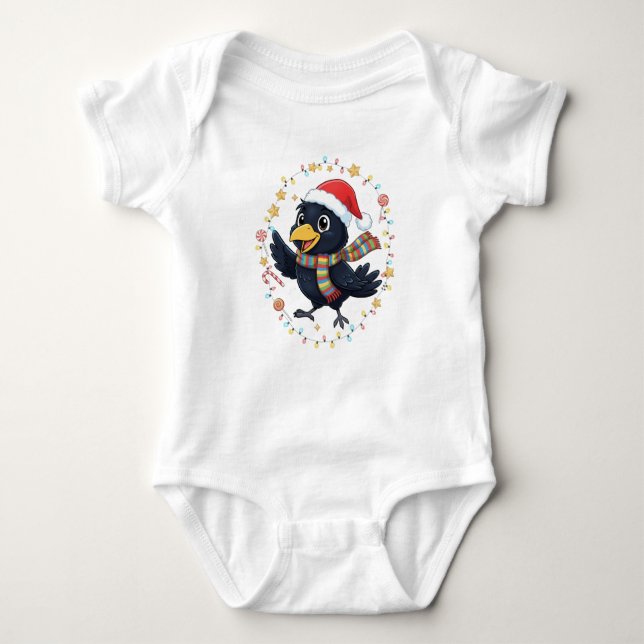 AMITA | Cheerful Crow - Holiday Lights T Shirt (Framsida)