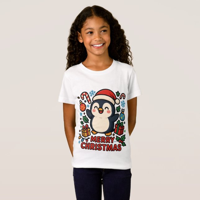 AMITA | Glad jul Pingvin T Shirt (Hel framsida)