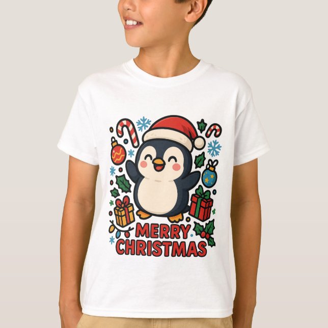 AMITA | Glad jul Pingvin T Shirt (Framsida)