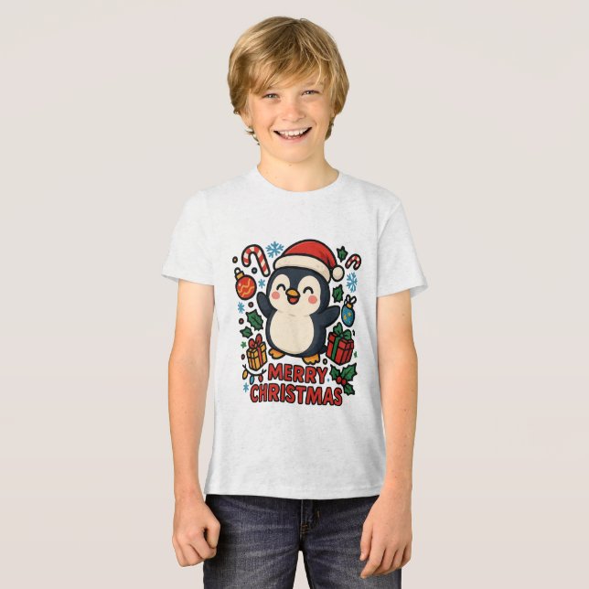 AMITA | Merry Christmas Penguin T Shirt (Framsida Full)
