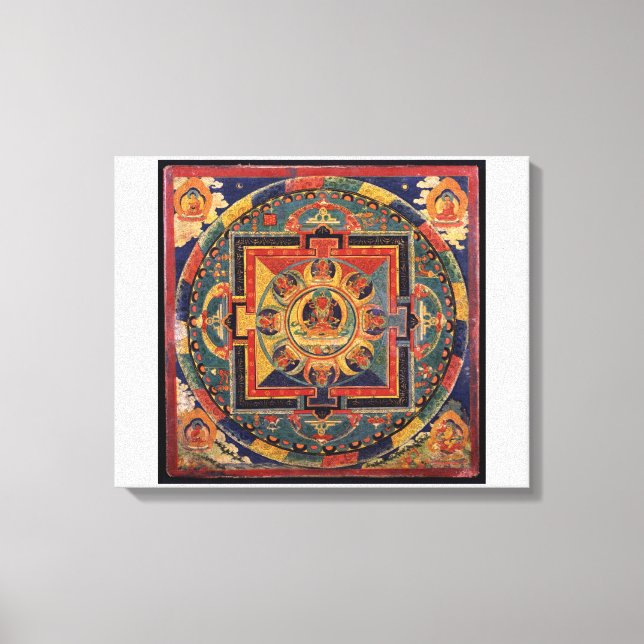 Amitayus mandala, 1800-talets tibetanska skola canvastryck (Framsida)