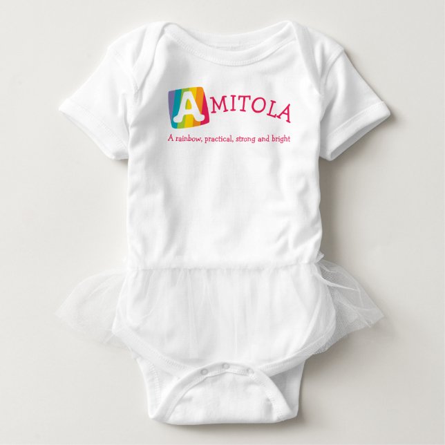Amitola unisex rainbow baby namn tee shirt (Framsida)