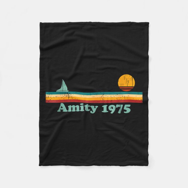 Amity 1975 Retro Sailboat And Sunset Design Idea  Fleecefilt (Framsidan)