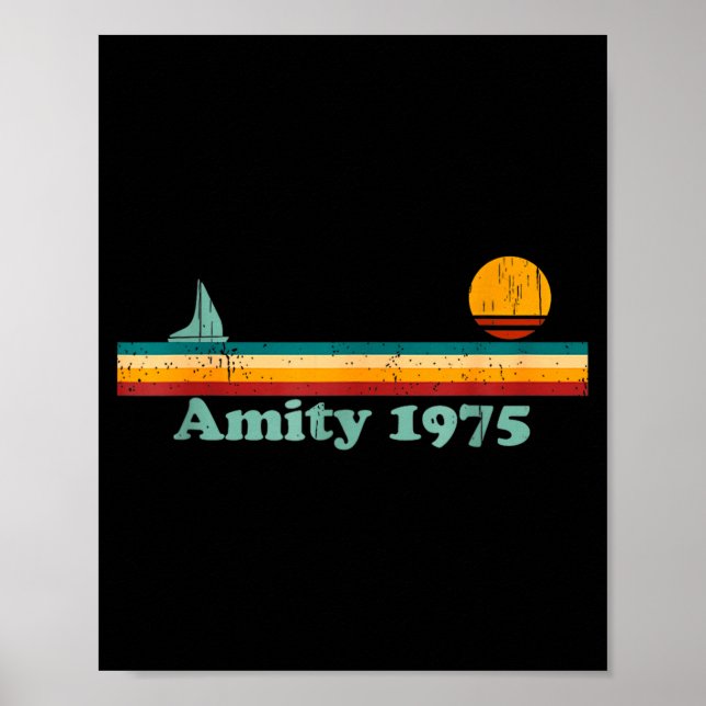 Amity 1975 Retro Sailboat And Sunset Design Idea  Poster (Framsidan)