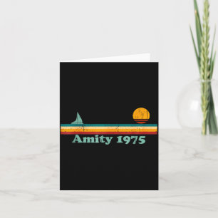 Amity 1975 Retro Segelbåt Och Solnedgång Designidé Kort