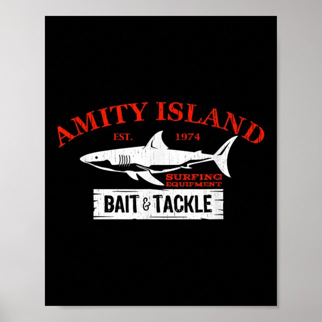 Amity Island Bait And Tackle Retro Fiske  Poster (Framsidan)