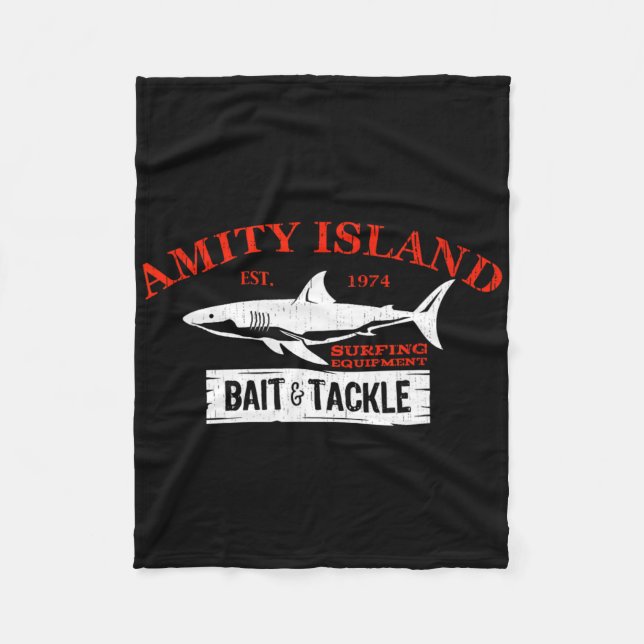 Amity Island Byt Och Redskap Retro Fiske 1  Fleecefilt (Framsidan)