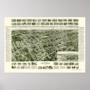 Amityville panorama- karta för NY - 1925 Poster