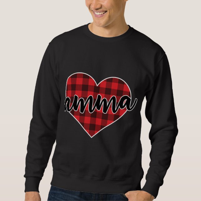 Amma Buffalo Play Heart Mysigt jul Vinterpat Lång Ärmad Tröja (Framsida)