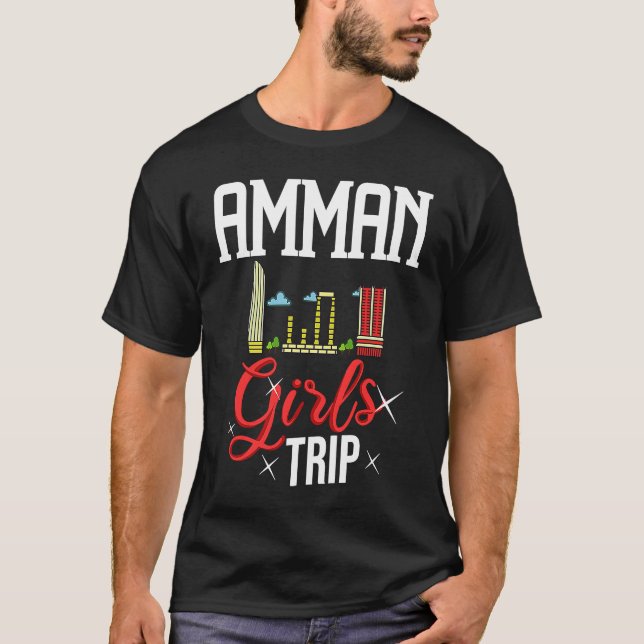 Amman Jordan City Resa Skyline Karta Travel 1 T Shirt (Framsida)