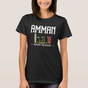 Amman Jordan City Resa Skyline Karta Travel T Shirt