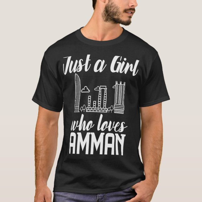 Amman Jordan City Skyline Karta Travel 1 T Shirt (Framsida)