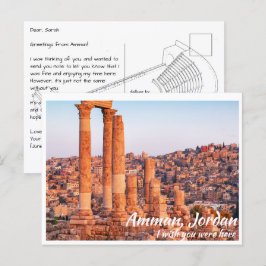 Amman Jordan med Citadel Postcard Vykort