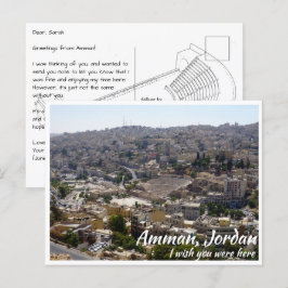 Amman Jordan med Roman Theater från Afar Vykort