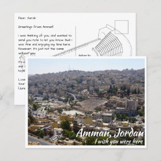 Amman Jordan med Roman Theater från Afar Vykort