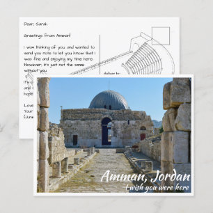 Amman Jordan med Umayyad Palace Vykort