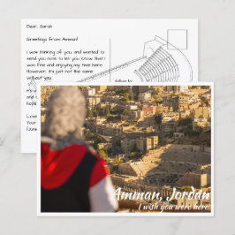 Amman Jordan med Woman Seeing Roman Theater Vykort