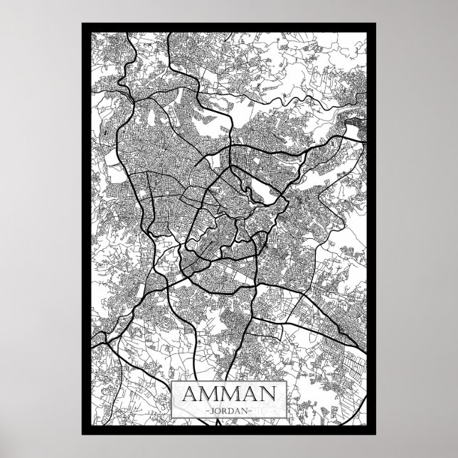Amman Jordan Stadskarta Poster (Framsidan)