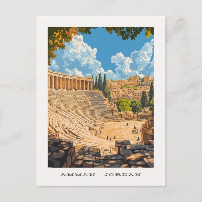 Amman Jordan Travel Postcard Vykort (Framsida)