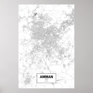 Amman Jordanien (svarten på vit) Poster