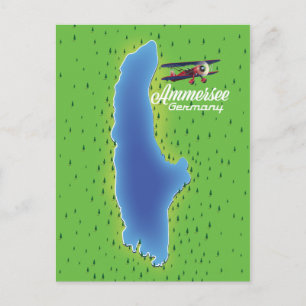 Ammersee Tyskland sjö karta Vykort