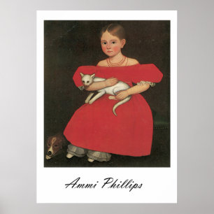 Ammi Phillips Girl in Red with her cat and dog Poster