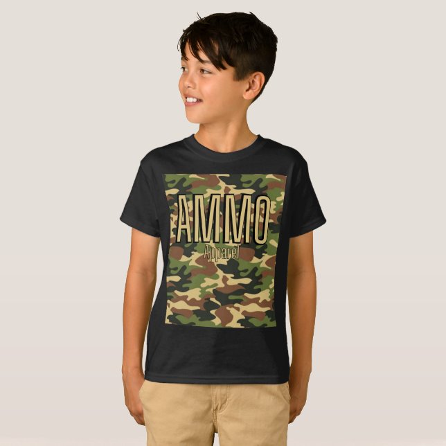 AMMO Apparel Classic Army Skriv ut pojkens T-Shirt (Hel framsida)