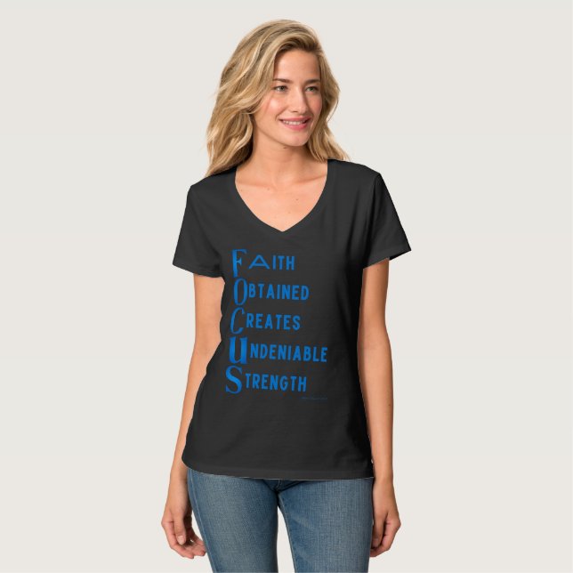 Ammo Apparel USA Focus Acronym Womans V T-Shirt (Hel framsida)