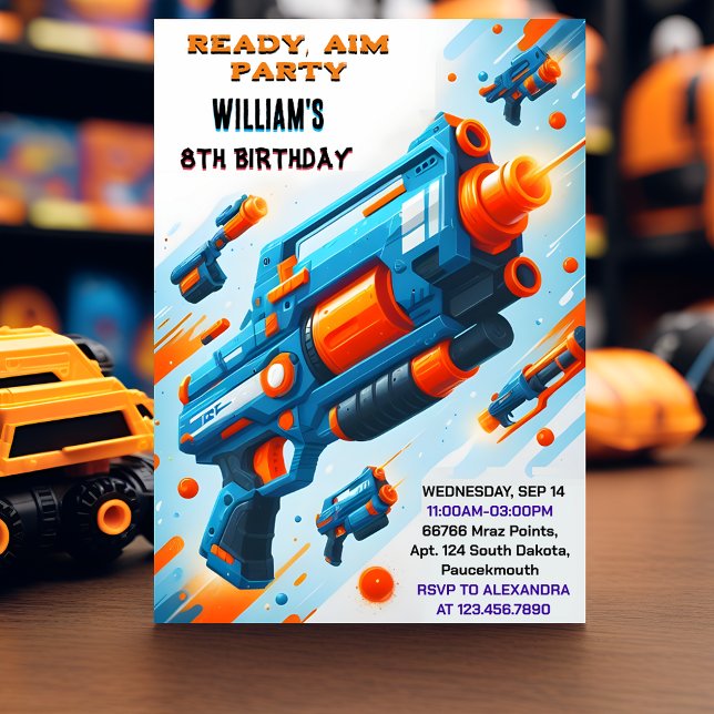 Ammo Team Armysäll Cuten Cool Neon Nerf 9-årsdag Inbjudningar (Skapare uppladdad)