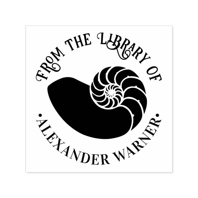 Ammonit fossil skal #2 Strand Bibliotek Bok Självfärgande Stämpel (Design)