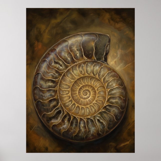 Ammonit Spiral Gammal Visdom Andlig Konst Affisch (Framsidan)