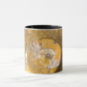 Ammonite & andra fossil i sten mugg