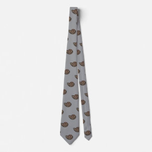 Ammonite Fossil Photo Tiled på Grått Neck Tie Slips