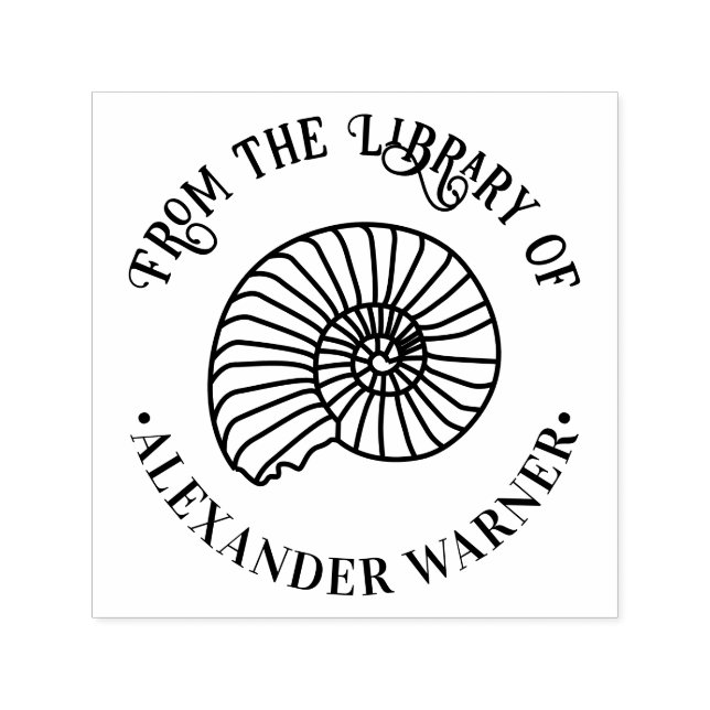 Ammonite Fossil Snäcka Seashore Beach Bibliotek Bo Självfärgande Stämpel (Design)