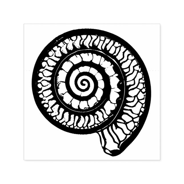 Ammonite Fossil - Spiral Seashell Självfärgande Stämpel (Design)