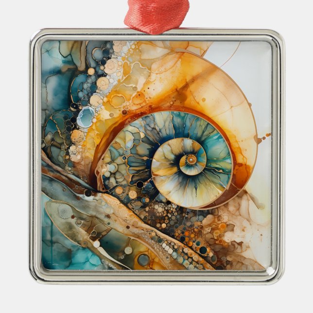 Ammonite Gem Fossil-julprydnad Julgransprydnad Metall (Framsidan)