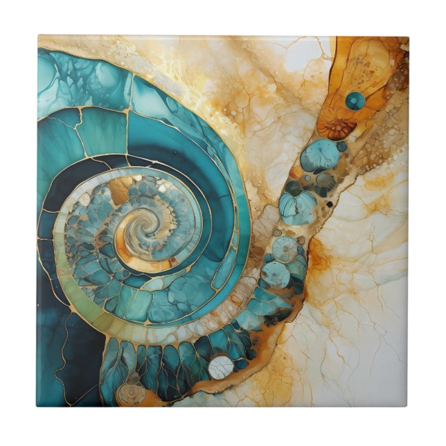 Ammonite Gem Fossil Tile Kakelplatta (Framsidan)
