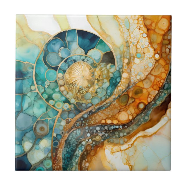 Ammonite Gem Fossil Tile Kakelplatta (Framsidan)