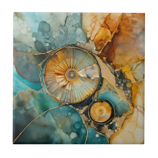 Ammonite Gem Fossil Tile Kakelplatta (Framsidan)