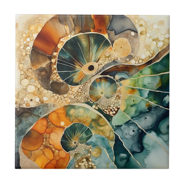Ammonite Gem Fossil Tile Kakelplatta (Framsidan)