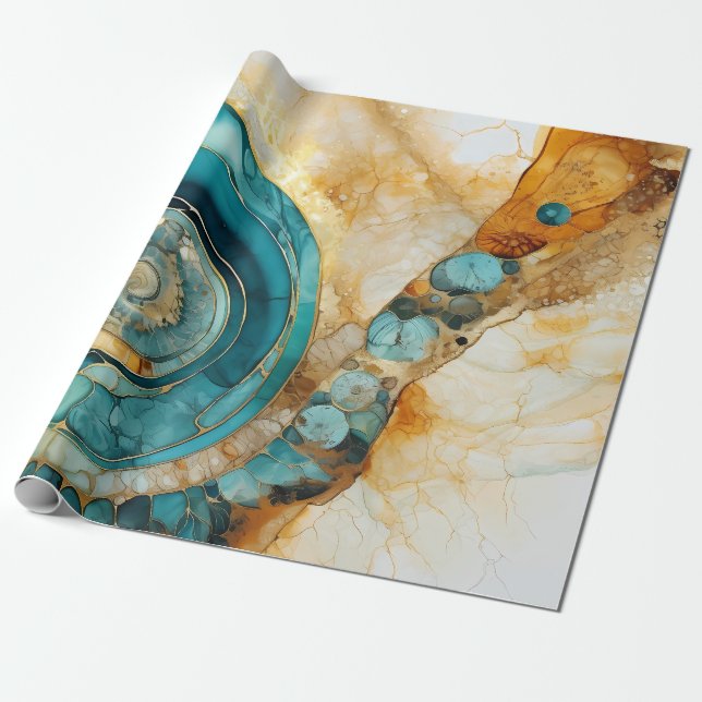 Ammonite Gem Fossil Wrapping Papper Presentpapper (Utrullad)