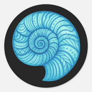 Ammonitfossil – Neon Spiral Distorsion Runt Klistermärke