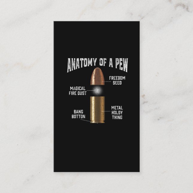 Ammunition Pew Anatomy Funny Gun Bullet Weapon Visitkort (Framsida)