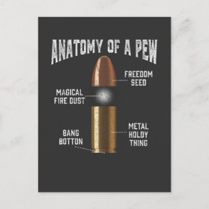 Ammunition Pew Anatomy Funny Gun Bullet Weapon Vykort