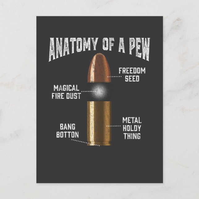 Ammunition Pew Anatomy Funny Gun Bullet Weapon Vykort (Framsida)