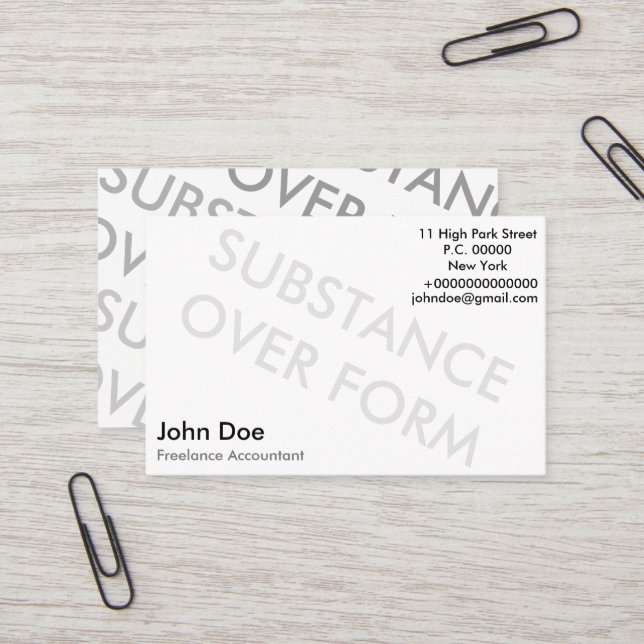 "Ämne över formulär" Visitkort (Fram/Back In Situ)