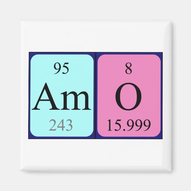 Amo periodiskt bord namn magnet (Framsidan)