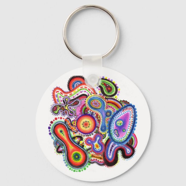 "Amoeba Art" Eco Keychain Nyckelring (Framsida)