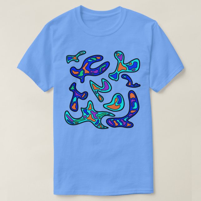 amoeba blått 1 t shirt (Design framsida)