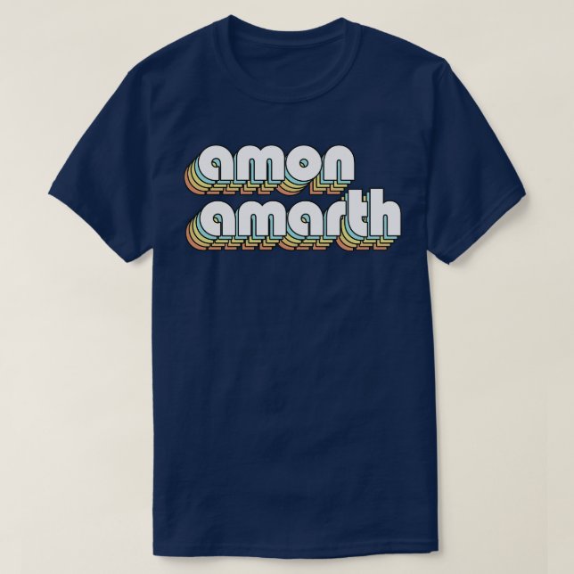 Amon Amarth Retro Regbow Typography Faded Stil T Shirt (Design framsida)